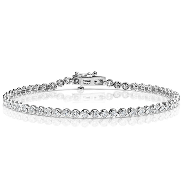 Diamond Tennis Bracelet Rubover Set 2.00ct H/Si in 18K White Gold